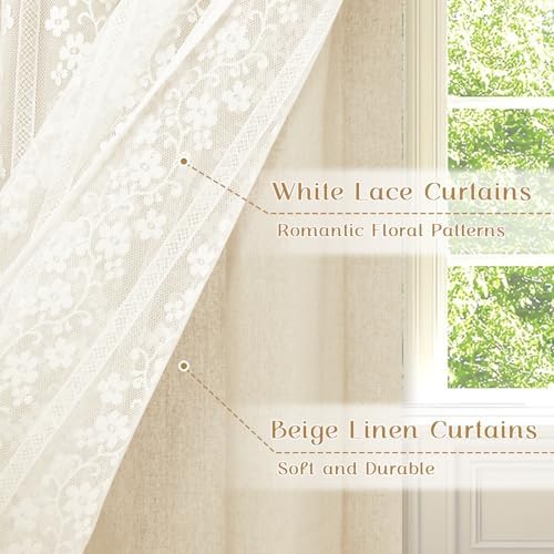 ASPMIZ Linen Valances for Windows Double Layers Valance Curtains Farmhouse - Image 3