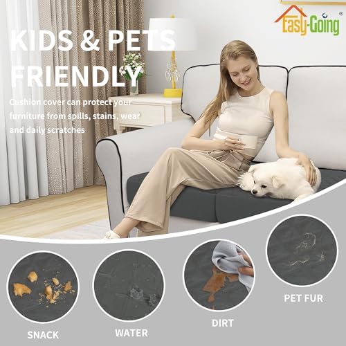 Easy-Going Waterproof Cushion Covers Set, Quilted Stretch 3-Piece Sofa Seat - Image 5