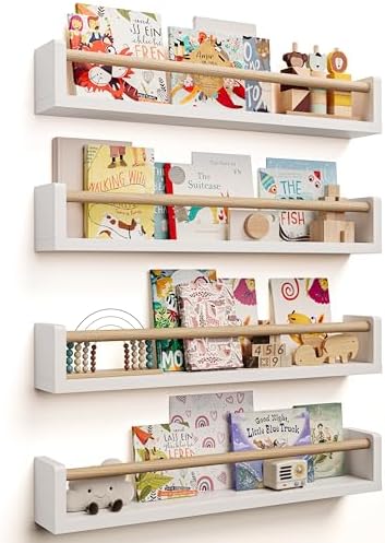 Seocry Nursery Book Shelves, 4 Pack, Wall Book Shelves by Seocry