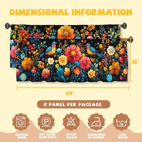 Floral Mexican Bird Curtain Valance - Image 3