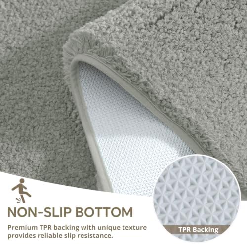 Polyester Bathroom Rug 30"x50" Gray, Large Soft Shaggy Bath Mat - Image 6