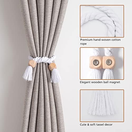NICEEC 2 Pack Wooden Cube Magnetic Curtain Tiebacks Boho Home Decor Drape Tie - Image 2