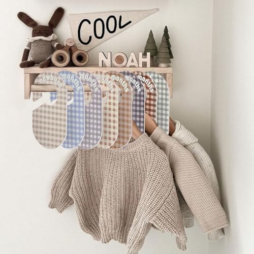 Baby Closet Divider, Baby Wardrobe Organizer, Double-Sided Pastel Gingham Design - Image 5
