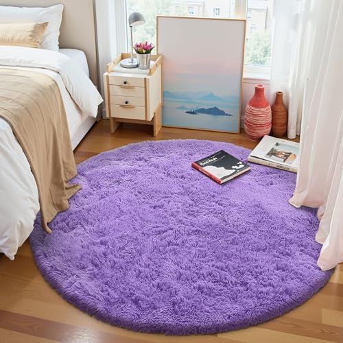 OLANLY Purple Round Rugs for Bedroom - Image 3