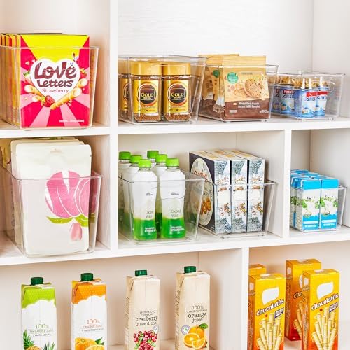 YIHONG 4 Pack Clear Storage Bins, Pantry Organizer Bins - Image 3