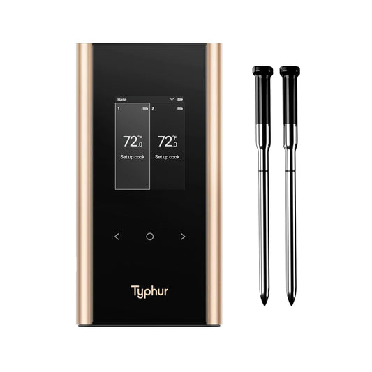 Sync Gold Wireless WiFi Meat Thermometer | 2 Slim Probes | 10x Stronger Signal Than Bluetooth | Reliable Readings Through Kamado Grill, BBQ, Oven, Smoker | Easy-to-Use Base