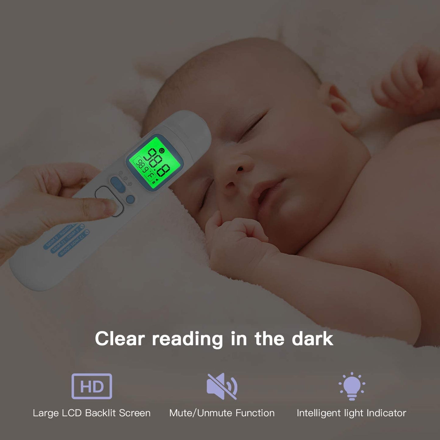 GoodBaby Touchless Thermometer for Adults,Forehead and Ear LCD Display Thermometer for Fever,Infrared Magnetic Thermometer for Baby Kids Surface and Room