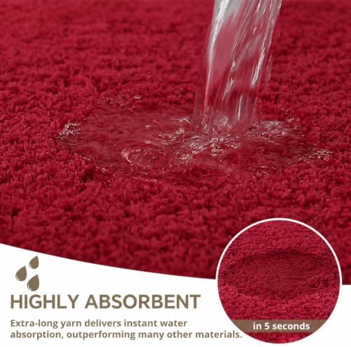 Polyester Bathroom Rug 20"x32" Red, Non-Slip Soft Shaggy Bath Mat - Image 5