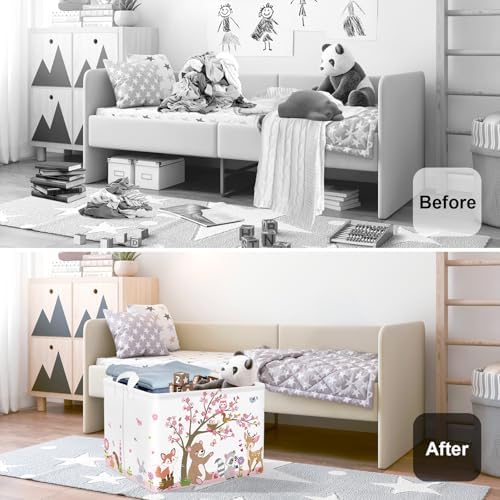 Forest Animals Laundry Hamper Woodland Tree Large Storage Basket Parents - Image 2