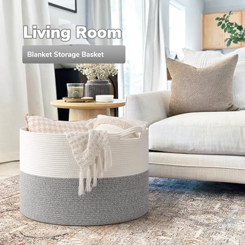 Goodpick Extra Large Woven Blanket Basket Living Room, Toy Bin - Image 2