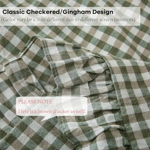 2 Pack Sage Green Gingham Ruffle Throw Pillow Covers 18''x18'' - Image 5