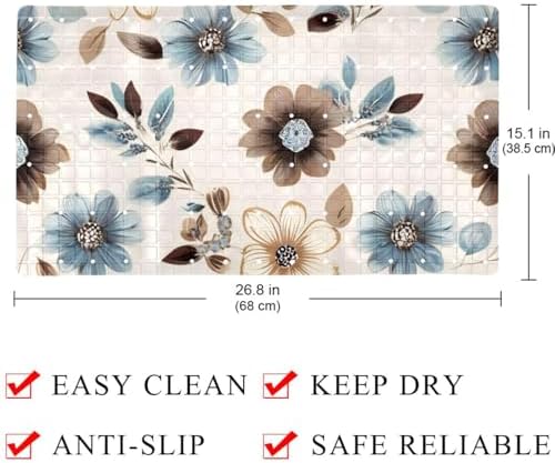 Bathtub Mat Non Slip 26.8x15.1In, Florals Vintage Bath Mat - Image 4