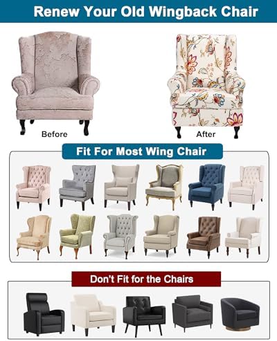 CRFATOP Wingback Chair Covers Stretch Armchair Slipcovers - Image 4