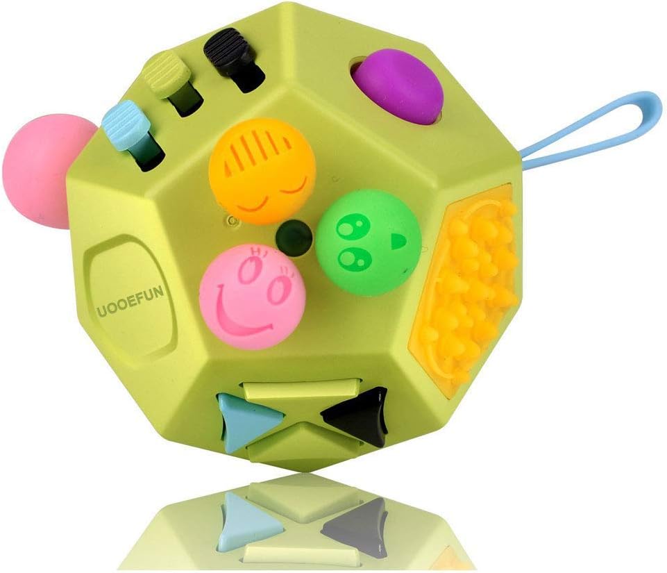 Sensory Fidget Toy,Dodecagon 12 Sided Fidget Toys Dice Relief Stress,Anxiety,Calming and Focus for Kids with ADD, ADHD, OCD, Autism by (Green / B1)