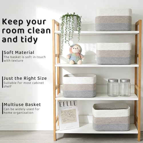 4 Pack Storage Baskets for Organizing, and Clothes, Cotton Rope Basket for - Image 5