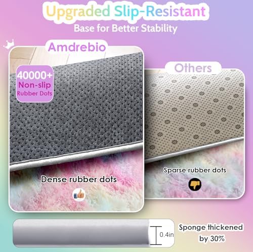 Amdrebio Rainbow Unicorn Pastel Small Mini Area Rug 2x3 - Image 5