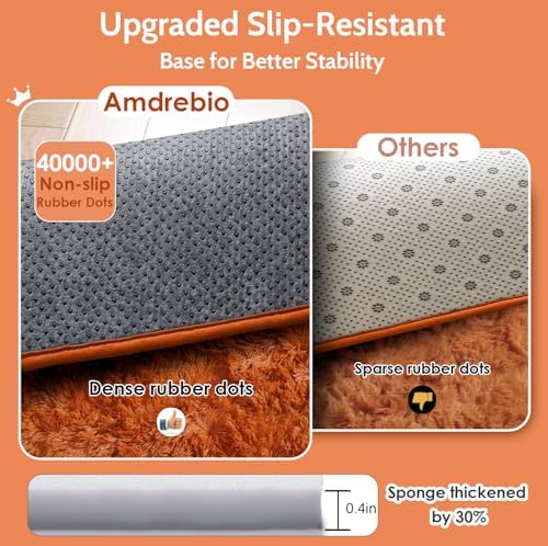 Amdrebio Burnt Orange Large Shag Rug 8x10 - Image 6