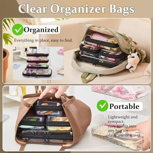 4 pcs Clear Zipper Pouches, Hard Shell Zipper Case, Toiletry Bag - Image 2