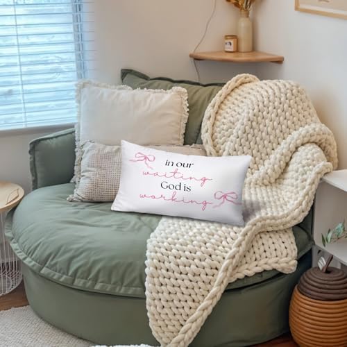 Coquette Pink Bow Christian 12x20 Pillow Cover, Preppy Bible Scripture - Image 5