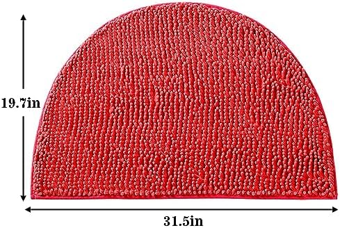 Half Round Bath Mat Red Bathroom Rugs Semicircle Chenille Bath Rugs Water - Image 2