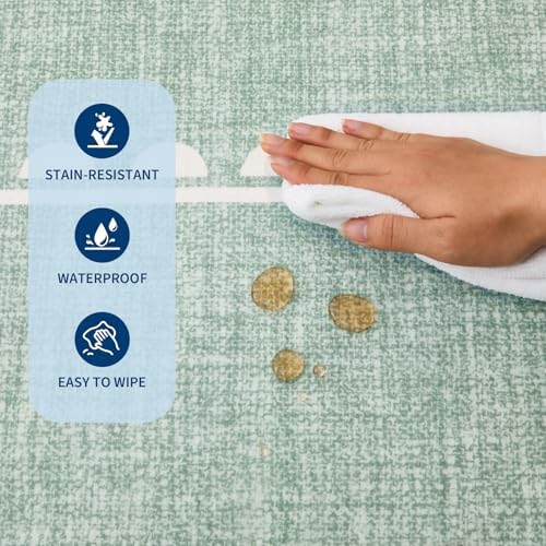 GarveeHome Scalloped Hallway Runner Rug 2x6 Non Slip Sage Green Rugs - Image 7