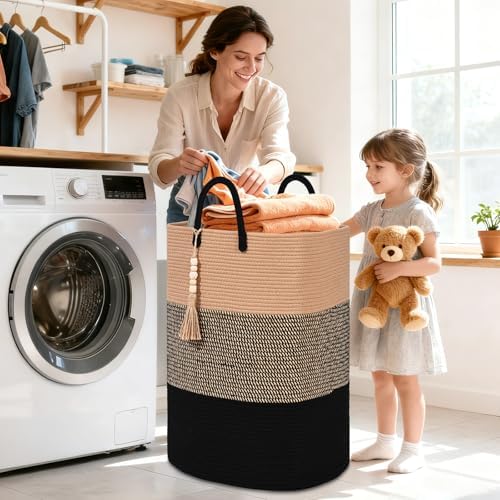 Woven Laundry Basket for Clothes, 80 L Large Rectangle Laundry Hampers - Image 2