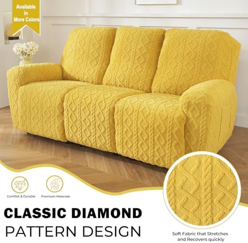 vctops 8 Pieces Geometric Jacquard Plush Recliner Sofa Covers Soft Fuzzy Fluffy - Image 3