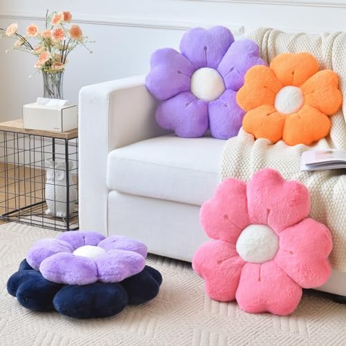 Flower Pillow, Cute Daisy Decorative Throw Pillows, Hot Pink, 19.6 Inches - Image 5