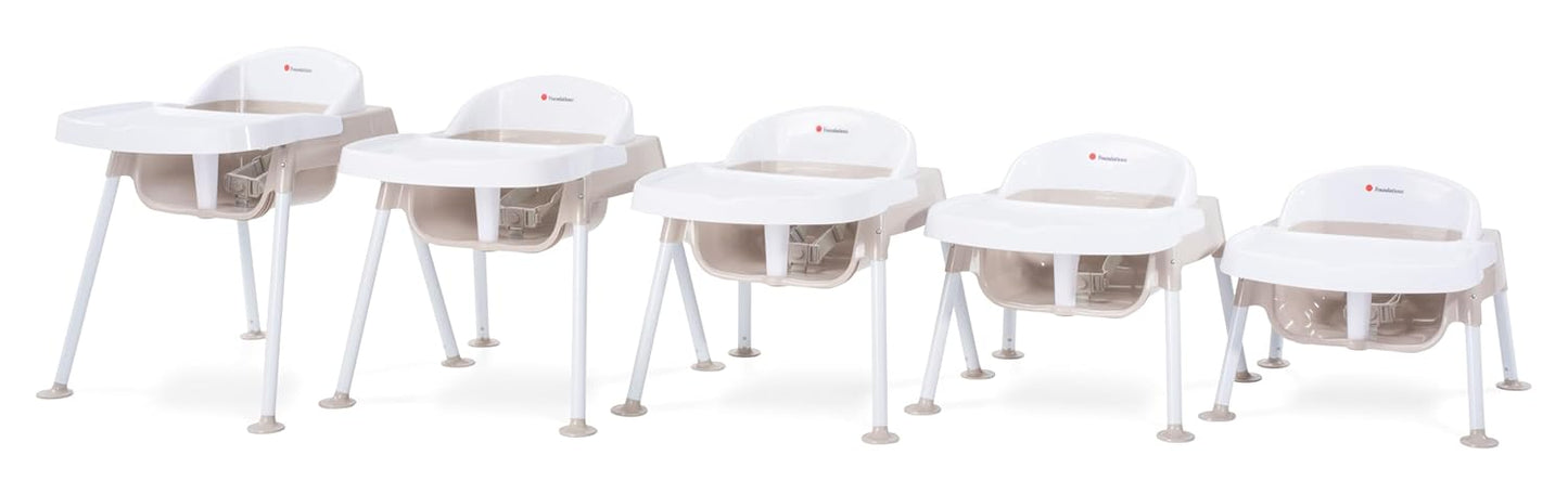Foundations Secure Sitter Feeding Chairs 3-Pack, No-Tip Feet, 3-Point Adjustable Harness, Removable Tray, Stackable Feeding Chairs (13 inch)