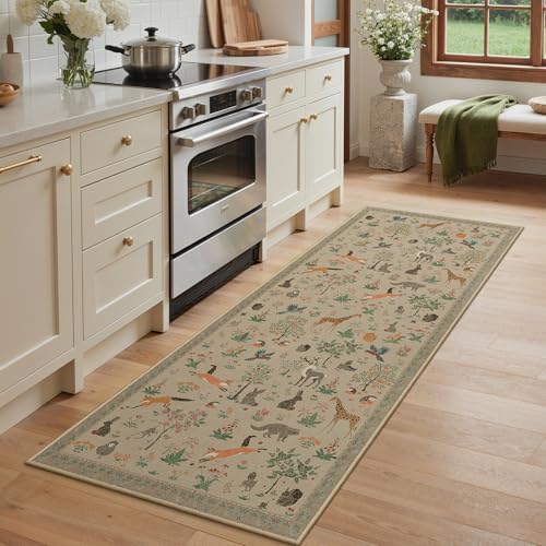 BESBLEE 2X5 Washable Kitchen Runner Rug, Animal Non Slip by BESBLEE