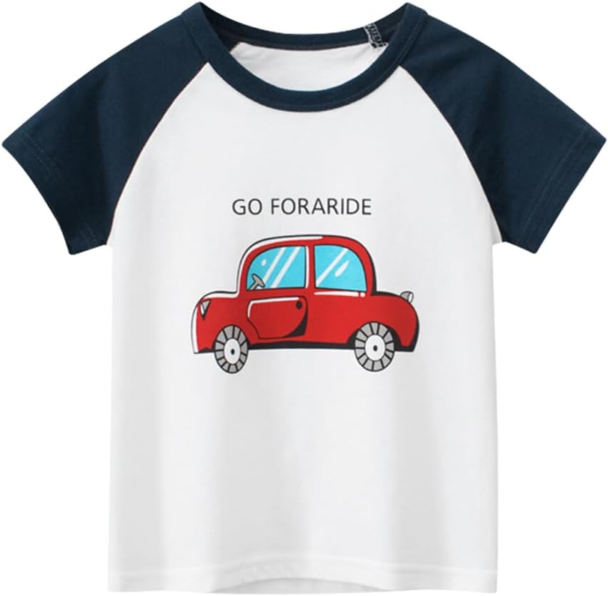 Boys' 4-Pack Excavator Short Sleeve Crewneck T-Shirts Top Tee Size 2-7 Years Toddler Boys' Value Pack Cotton T-Shirt