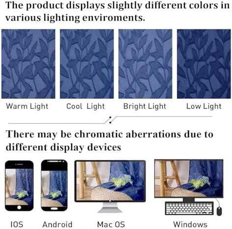 Lecloud Leia Dusty Blue Sheer Kitchen Curtains 36 Inch Length 2 Panels - Image 5