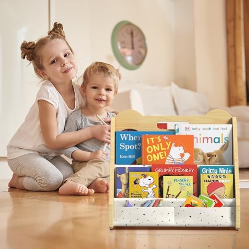 NANATI Solid Pine Wood Kids Bookshelf Pattern, Double-Sided Nursery Book Shelves - Image 5