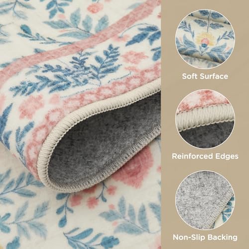 Joydeco Boho Floral Light Pink 6x9 Area Rugs - Image 4
