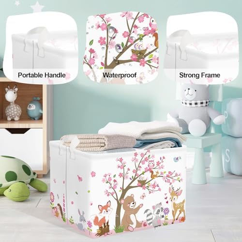 Forest Animals Laundry Hamper Woodland Tree Large Storage Basket Parents - Image 4