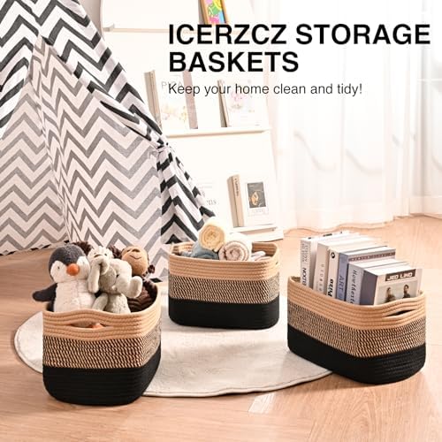 ICERZCZ Storage Baskets for Shelves Organizing, Woven Cotton Rope Baskets for - Image 6