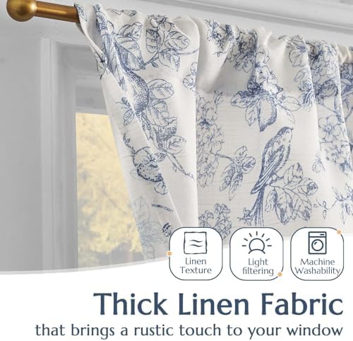 Vangao Floral Valances for Windows Eden Blue W50 X 18L 1 Panel - Image 4