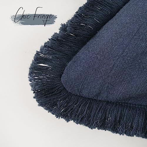 Foindtower Decorative Linen Fringe Throw Pillow Covers 16×16 Inch - Image 3