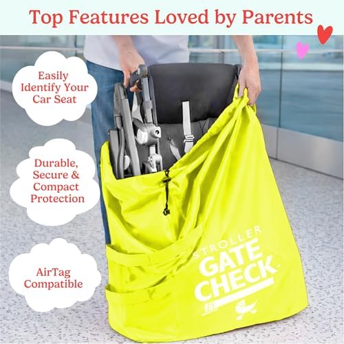 J.L. Childress Gate Check Bag for Single & Double Strollers, Neon Yellow - Image 2