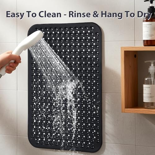 Non Slip Bathtub Mat Bath Shower Mat Black 17"x30" Standard Size - Image 7
