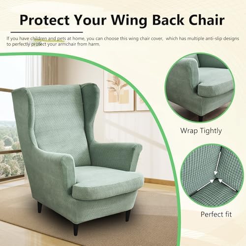 NILUOH Wingback Chair Covers 2-Piece, Armchair Slipcovers - Image 2