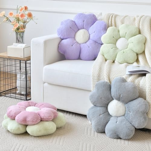 Flower Pillow, Daisy Decorative Throw Pillows, Light Purple, 15 Inches - Image 5