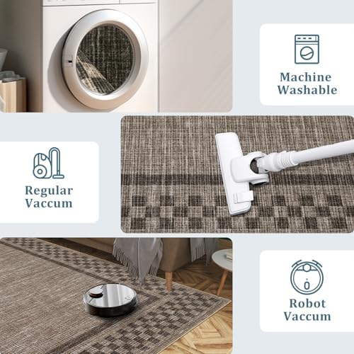 GarveeHome Machine Washable 5x7 Area Rugs Modern Bordered Living Room Rug - Image 5