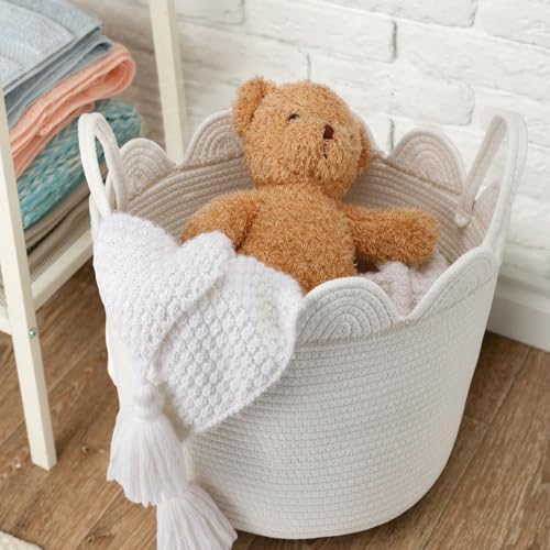 LemonRoad Round Woven Basket White - Image 5
