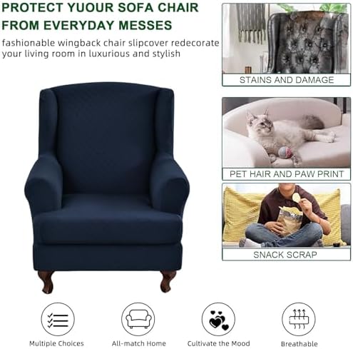 CRFATOP Wingback Chair Covers Stretch Armchair Slipcovers - Image 5
