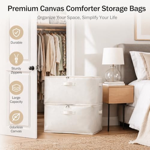 4 Pack Canvas Comforter Storage Bags - Image 3