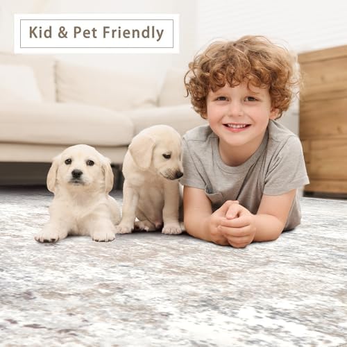Beige Grey Washable Rugs 9x12 Area Rugs - Image 6