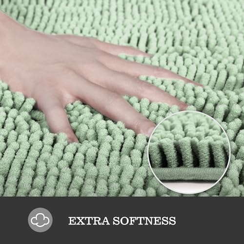 Yeaban Chenille Sea Foam Bathroom Runner Rug 17"x47" - Image 2