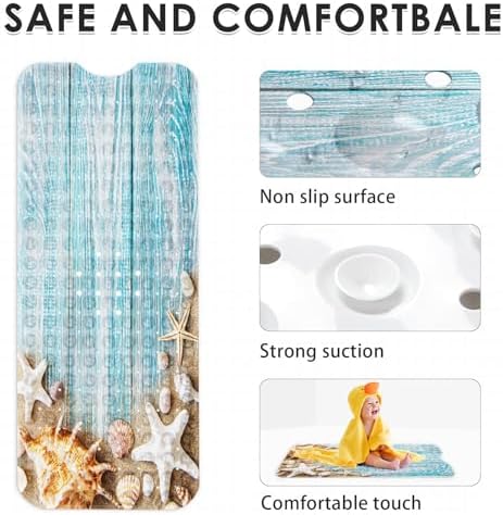 Bath Mat for Tub, Seashells Summer, 40 X 16 Inch, for Bathtub - Image 4