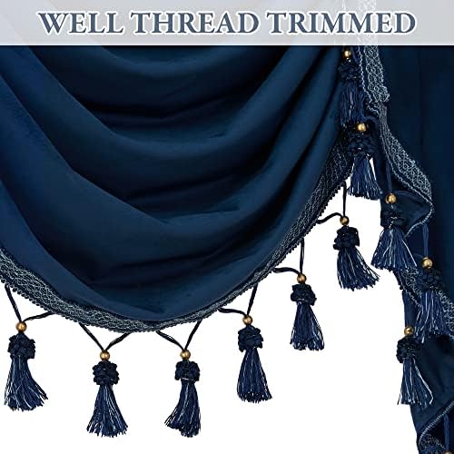 StangH Extra Wide Navy Blue Velvet Curtain Valance W110 inches, 1 Panel - Image 3